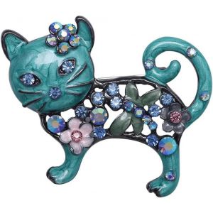 Kjdal-Broche En Forme De Chat En Cristal &Eacute;maill&eacute;-Broche Scintillante-Pour Corsage-Strass-Bijoux D'ext&eacute;rieur-D&eacute;coration De V&ecirc;tements Pour Femmes Et Filles - Neuf