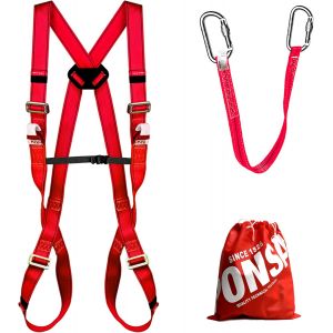 JEXNOVASHOP-Kit Antichute certifi&eacute; pour travaux en hauteur : Harnais de s&eacute;curit&eacute;, sangle et 2 mousquetons - Neuf