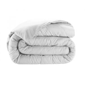 Housse De Couette En Satin De Coton 240 X 260 Cm Uni Blanc - Neuf