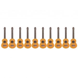 10 Pcs Miniature Guitare Exquise Mignonne R&eacute;aliste Portable Bois Maison De Poup&eacute;e Mod&egrave;le De Guitare pour 1/12 1/6 Maisons De Poup&eacute;e - Neuf