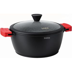 Subzonal-Black Titanium Casserole De Cuisine Induction Antiadh&eacute;sive En Titane 28 Cm Fonte D'aluminium, Rev&ecirc;tement Sans Pfoa, Couvercle En Verre, Poign&eacute;es Amovibles En Silicone, Vitroc&eacute;ramique, Four - Neuf