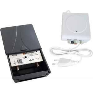 MEVRONISSHOP-Kit Pr&eacute;amplificateur d'Antenne TV Johansson pour TNT Et TNT HD avec Filtre 4G/LTE Actif Et avec Alimentation. Kit Pr&eacute;-Amplificateur UHF 15 &agrave; 35 DB + Alimentation Johansson - Neuf