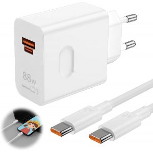 ELVORIX-88W Supercharge Chargeur Rapide, avec 6A C&acirc;ble USB C 2m, 88W Chargeurs 2 Ports PD Chargeur Rapide pour Magic7 Lite 7Pro 6 6Lite 6Pro 70 Lite X6B X8B Pad X8a - Neuf