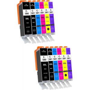 580XXL 581XXL Ink Cartridges Compatible with Canon PGI-580 CLI-581 for Pixma TS8350 Series, TS8350a, TR7650, TS8100 Series, TS8200 Series Multipack 12 Cartridges 580 581 XXL - Neuf