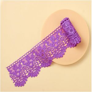 Sjzg-Bordure En Dentelle Brod&eacute;e - 10 Cm - Ruban En Dentelle Soluble Dans L'eau - Vintage - In&eacute;lastique - En Soie De Lait - Pour Rideau, Nappe, V&ecirc;tements - Violet - 10 Cm X 10 M - Neuf