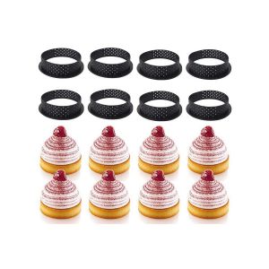 Ensemble De 8 Moules &Agrave; G&acirc;teaux Ronds Perfor&eacute;s Pour Mousses, Tartes Et P&acirc;tisseries - Neuf