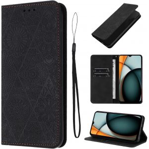 KAL-&Eacute;tui Pour Xiaomi Redmi A3 4G 6.71 Pouces Cuir Artificiel Coque Redmi A3/23129Rn51X Avec Fente Pour Carte Coque Redmi A3/23129Rn51X B&eacute;quille Housse, Noir - Neuf