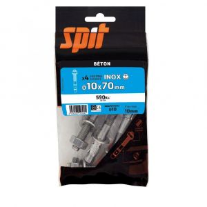 Lot de 4 goujons a bague acier SPIT, Diam.10 x L.70 mm - Neuf