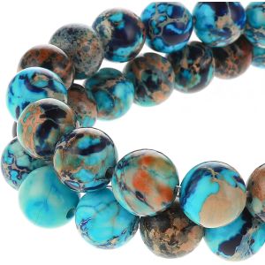Mevronisshop-45-47 Pi&egrave;ces Perles Pierre Naturelles De Jaspe Bleu Violet Regal Sea S&eacute;diment Perles De Pierres Pr&eacute;cieuses Naturelle 8mm Perle Ronde Pour Bracelet Color&eacute;es Pour La Fabrication De Bijoux - Neuf