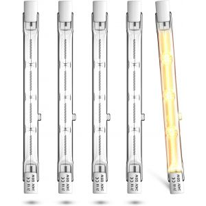 Halogène R7s Ampoules Linéaires 118mm 120w Dimmable, Ampoules Halogènes Linéaires 118mm R7s J118 T3 Ampoule De Type J Ampoules Halogènes De Sécurité Flood Blanc Chaud 2800k, Lot De 5 - Neuf