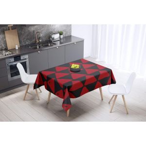 Sjzg-, Anti-Moisissure, S&eacute;chage Rapide, R&eacute;sistant Aux Taches, Lavable En Machine, 100% Polyester Nappe De Table, Rouge Noir, 140 X 140 Cm - Con&ccedil;u Et Fabriqu&eacute; En Turquie - Neuf