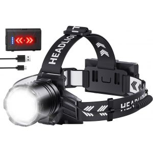 Lampe Frontale Led Rechargeable, Super Lumineuse, 100 000 Lumens, R&eacute;glable &Agrave; 90 &deg; Et &Eacute;tanche Ipx7, Pour Le Camping En Plein Air - Neuf