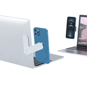 Support pour t&eacute;l&eacute;phone portable ou &eacute;cran d'ordinateur portable avec plaques adh&eacute;sives - Argent - Neuf