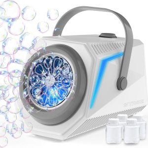 LED Bubble Machine for Children,4 x 90 ml Liquid Tank,Portable Bubble Gun for Children,Soap Machines,Birthday,Gift,Wedding,Outdoor Toys.[L5] - Neuf