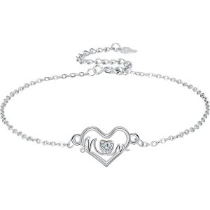 Asas456-Bracelet Argent Sterling 925 Maman,Bracelets Coeur Femmes Réglable,Bijoux Femme Cadeaux Noël Femme Anniversaire Fête Des Mères Cadeau Maman - Neuf