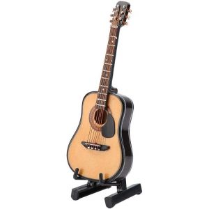 Mini Guitare, Modèle Miniature En Bois Avec Support De Guitare, Mini Modèle D'affichage, Décoration Pour La Maison, Le Bureau, Cadeau D'anniversaire Ou De Noël (10 Cm) - Neuf