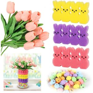 D&eacute;corations de p&acirc;ques (Rose), 16 Artificielle Tulipes avec 48 les Lapins et les ?ufs Sac, Vase de Remplissage Ensemble de P&acirc;ques, centre de table, des D&eacute;corations de Table, le Printemps de D&eacute;coration pour les Tables - Neuf