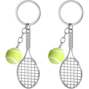 Kal-Lot De 2 Porte-Cl&eacute;s En M&eacute;tal Pour Raquette De Tennis, Balles De Tennis, Porte-Cl&eacute;s Raquette De Tennis, Cadeau Pour Les Amateurs De Tennis - Neuf