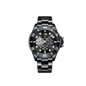 Montre M&eacute;canique &Eacute;tanche Pour Homme T801-002 Avec Affichage Lumineux Et Indicateur De Phase De Lune - Neuf