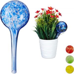 Globes d`arrosage Lot de 2,Distributeur Eau Plantes et Fleurs,Outil de Bureau,&Oslash; 6 cm,Verre,Bleu - Neuf