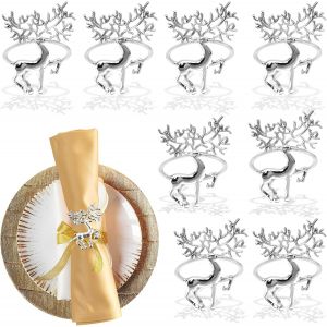 Tianyi-Rond De Serviette Renne, Rond De Serviette De Table Cerf, Rond De Serviette Noel Argent, Rond De Serviette Doré Noel, Boucle Serviette De Table Argenté, Décorative De Noël (Argent, 5 * 4cm) - Neuf