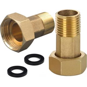 Lot de 2 raccords pour compteur d'eau en laiton,filetage ext&eacute;rieur 1"" x 1 1/4"" IG en laiton avec six pans,diam&egrave;tre ext&eacute;rieur de 32 mm et filetage int&eacute;rieur de 40 mm - Neuf