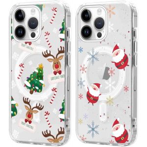 SJZG-2 Pi&egrave;ces No&euml;l Coque Magn&eacute;tique Pour Iphone 14 Pro Max 6,7'', Etui En Motif Dessin Cadeau De No&euml;l Compatible Avec Magsafe, Housse Christmas Silicone Bumper Cover Pour Iphone 14 Pro Max, No&euml;l 05 - Neuf
