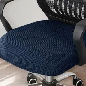 Housse extensible pour chaise de bureau, bleu marine, compatible avec les coussins de 45 &agrave; 48 cm, lavable en machine - Neuf