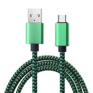 C&acirc;ble Usb Type C En Nylon Tress&eacute; Pour Recharge Rapide, Cordon De Chargeur Pour T&eacute;l&eacute;phone Portable, Samsung, Huawei, Android, 1m, 2m, 3m, Division De Date 2.4a Green 1m - Neuf
