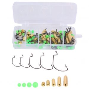 T0047 95 Pieces Hamecons A Manivelle, Poids, Plombs, Perles En Plastique, Accessoires De Peche, Boite A Outils, Kit - Neuf