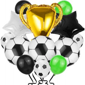 Ballons Football Feuille D'aluminium, Noir Blanc Vert Classique Ballons Football Imprimé, Coupe Du Monde Décorations Fête Football, Enfants Fête D'anniversaire, Sportive, Thème Football Fête - Neuf