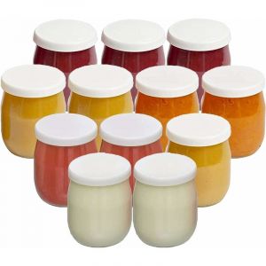 Lot De 12 Pots De Yaourt En Verre Avec Couvercles Étanches ? Fabriqués En France ? Pour Yaourtières ? Multicuiseurs Et Robots Cuiseurs (Thermomix, Seb, Etc) ? 143 Ml / 125 Grammes - Neuf