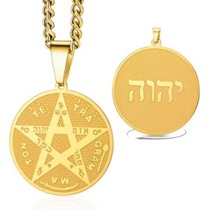 Kal-Collier Pentagramme Tétragramme Pour Hommes Femmes Pendentif Pentacle Nom Hébreu De Dieu Symbole Protection Amulette Wicca Païen Bijoux Cadeaux - Neuf