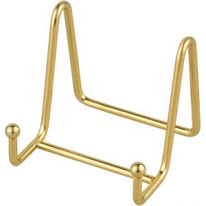 Sjzg-Porte Assiette Chevalet Support Presentoir - 1 Pi&egrave;ces Metal Support Assiette Decorative - Support Cadre Photo De Table - Pr&eacute;sentoir De Fer Pour Plaque | Livre Cuisine | Carte Postale - Or - 7,6 - Neuf