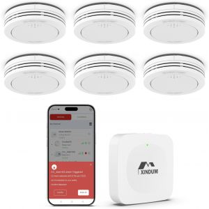 D&eacute;tecteur de fum&eacute;e avec Station de Base, allarme antincendio Intelligent interconnect&eacute; 10 Ans, Conforme &agrave; la Norme EN14604, avec Batterie rempla&ccedil;able, Compatible avec l'application , 6 unit&eacute;s - Neuf