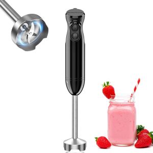 Mixeur Plongeant 1000W, Mixeur Plongeur en Acier Inoxydable, 2 Vitesses, Facile pour Aliments pour B&eacute;b&eacute;s, Soupe, Pur&eacute;e et Sauce, HB3201 (noir) - Neuf