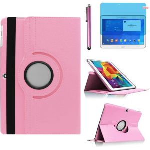 LORANKA-&Eacute;tui Housse Coque pour Samsung Galaxy Tab 4 10.1 Pouces 2014 (SM-T530 SM-T531 SM-T535) - 360 degr&eacute;s Rotation Full Protection Kickstand Case Cover,avec Un Stylo,&Eacute;cran Film (Pink) - Neuf