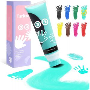 Kalanka-Kit Empreinte Pieds Et Mains Bébé, Enfant Empreinte Clean Touch Tampons Bébé Empreinte De Main Empreinte De Pied Enfant Empreinte Nouveau-Nés Douche Cadeau Bebe Souvenir (75ml Vert Menthe) - Neuf