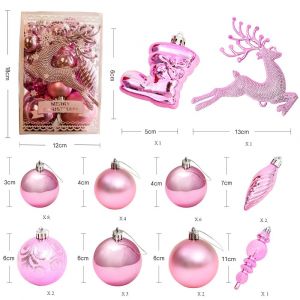 Lot de 30 boules de Noël décoratives (roses), pour sapin de Noël - Neuf