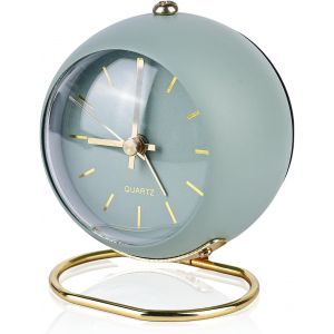 Eryi-Réveil Analogique Sans Tic-Tac : Horloges Réveil Rétro Réveil Analogique Avec 1 Veilleuse Horloge De Table Vintage Silencieuse Horloge De Table Analogique Horloge À Poser À Piles Pour Bureau, - Neuf