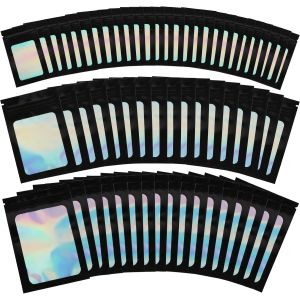 Lot de 120 sacs en mylar-3 tailles-Sachets Baggys-En plastique refermables-Pour emballer des bonbons,des bijoux et des biscuits (noir) - Neuf