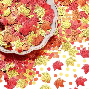 TEPPC-Confettis Halloween Confettis Feuille Érable Automne Fête Thanksgiving Paillettes Métalliques Feuille Dispersion Table Automne Décoration Fête Baby Shower, 3,5 oz/100 G - Neuf