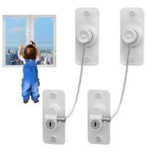 Lot De 2 Verrous De Fen&ecirc;tre Auto-Adh&eacute;sifs, Rotation &Agrave; 180 Degr&eacute;s, Verrous De S&eacute;curit&eacute; Pour Enfants Avec Cl&eacute; Pour Tiroir De R&eacute;frig&eacute;rateur, Porte Coulissante, Limiteur De Fen&ecirc;tre - Neuf