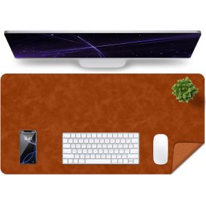 JGD-Tapis de Bureau Vieilli en Cuir, Tapis D'ordinateur Imperm&eacute;able, Tapis de Bureau Facile &agrave; Nettoyer, Sous-Main et de Clavier pour le Bureau, Tapis de Bureau Grand Tapis D'&eacute;criture (Brun Clair, 80x - Neuf