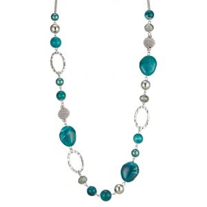 Kal-Collier Long De Perles En Argent - Collier Boheme Long Avec Perles De Cristal Et De Pierre Bijoux Fantaisie - Belle Idée De Cadeau De Fête Des Mères - Neuf