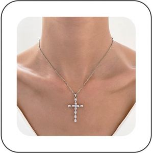 Kal-Collier Croix En Cristal Collier Ras Du Cou Gothique Pave Croix En Strass Collier Pendentif Crucifix Ton Argent Collier Pendentif Croix Religieuse Bijoux De Charme Pour Femmes Et Filles - Neuf