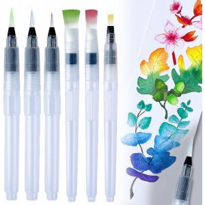 Chenquansarl-Lot De 6 Pinceaux À Réservoir D'eau De Qualité Supérieure Avec Réservoir D'eau - Stylo À Eau Pour Peinture À L'aquarelle, Mélange De Couleurs, Calligraphie - Neuf