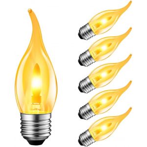 Ampoule B22 &Agrave; Filament, 1w Ampoule Flamme, Ampoules D&eacute;coratives &Agrave; Faible Luminosit&eacute;, Bougie Forme C35 R&eacute;tro, 1800k Cr&eacute;puscule, Non-Dimmable, 2 Modes De Simulation, Lot De 6 - Neuf