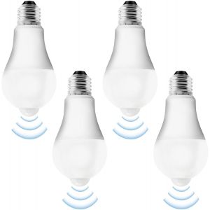Pack De 4 Ampoules Led E27 Avec Détecteur De Mouvement : Lampe Pir 12w Blanc Froid 6500k,Capteur De Lumière,Économie D'énergie Pour Couloir,Garage,Escaliers,Balcon - Neuf