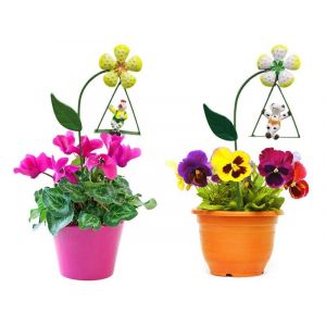 Figurines D'animaux En Métal Pour Pots De Jardin - Blanc Et Jaune - 26 Cm H X 8 Cm L - Lot De 2 - Neuf